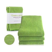 SOLLIEVO Microfiber General Purpose Cleaning Cloth - Lint Free, Streak Free Towels That Clean with Only Water- 3Pack (Green).