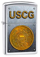 Zippo USCG Seal & Bolts High Polish Chrome Pocket Lighter