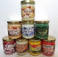 Smoke Odor Exterminator 13 oz Jar Candles Creamy Vanilla Assortment, (8) Creamy Vanilla, Sapphire, Rasta Love, Forest Walk, Flower Power, Glazed, Caramel Vanilla Latte & Sugared Cranberry.
