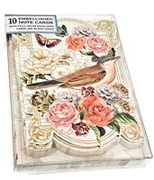 Punch Studio Painted Bird Gold Foil Fancy Die Cut Embossed Blank Note Cards 66852