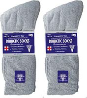 Diamond Star Doctor Approved Diabetic Crew Socks Unisex 3, 6 or 12 Pairs Pack (6 Pairs Grey, Men's 10-13/ Fits Men's Shoe Size 7-12)