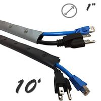 1" Flexible Side Entry Cable Sleeve Wrap Cover with Snap Button Fastener - Reversible Silver (Gray) / Black - 10FT