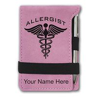Mini Notepad, Allergist, Personalized Engraving Included (Pink)