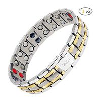 Dofash Titanium Magnetic Therapy Bracelet Pain Relief for Arthritis and Carpal Tunnel 1.5CM Wide White and Gold)