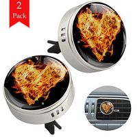 Fire Heart Pattern Car Aromatherapy Essential Oil Diffuser Crystal Glass Air Freshener Vent Clip Locket with 4 Refill Pads Silver metal Car Diffuser for Aromatherapy 34mm