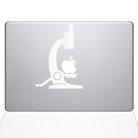 The Decal Guru 1650-MAC-12M-W Science Microscope Decal Vinyl Sticker, White, 12" MacBook