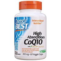 Doctor's Best High Absorption CoQ10 with BioPerine, Vegan, Gluten Free, Naturally Fermented, Heart Health & Energy Production, 100 mg 60 Veggie Caps