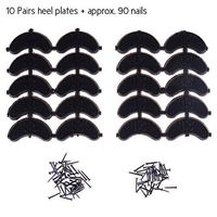10 Pairs Heel Plates Shoe Heel Taps Tips Shoe Sole Heel Repair Pad Guard Replacement Toe Plastic Taps Savers with Nails,Black