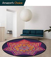 RUGSMAT Lotus Non-Slip Area Rug Pad Round,Geometric Tibetan Mandala Lifts Basket Swivel Chair Pad Coffee Table Rug Round-59