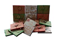 Gift Card Holder, Kraft Envelope Box with Strong Elastic and tag, Christmas Designs in Red, Green and Silver, Pack of 18 Gift Boxes