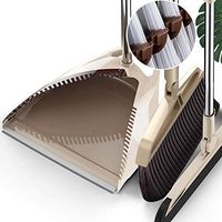 YJIUJIU Dustpan Broom Wiper Set - Stand Up Brush and Dust Pan Combo Cleaning Remove Hair with Scraper - for Home Kitchen Room Office Lobby Floor Use Upright Stand up