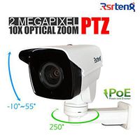 Rsrteng 2.0MP 10x Optical Zoom POE PTZ IP Security Cameras H.265 Metal Shell IR Day/Night IP66 Outdoor Indoor 5.1-51mm 1920x1080 P2P 1080P Bullet Camera TF Slot Pan/Tilt Onvif Bracket RST-HB210-E