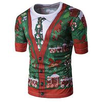 Unisex Ugly Christmas T Shirts Short Sleeve Crew Neck Funny 3D Santa Print Graphic Novelty Casual Tops (S,Multicolor)