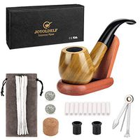 Joyoldelf Tobacco Smoking Pipe Set with Wooden Stand, 3-in-1 Pipe Scraper, 10 Pipe Cleaners & Pipe Filters, 2 Pipe Bits & Metal Balls, Cork Knocker, Bonus a Pipe Pouch