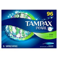 Tampax Pearl Plastic, Super Absorbency Unscented, Anti Slip Grip , Extra Protection Layer, Form fit Easy to use Tampons, 96 Counts Now with Built in Backup