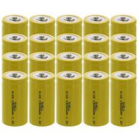 20x Exell C Size 1.2V 3000mAh NiCD Button Top Rechargeable Batteries for meters, radios, hybrid automobiles, high power static applications (Telecoms, UPS and Smart grid), radio controlled devices