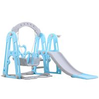 Toddler Climber and Swing Set, Mosunx 3 in 1 Climber Slide Playset w/Basketball Hoop, Swing, Easy Climb Stairs, Kids Playset for Both Indoors & Backyard (Blue)