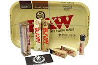 Bundle 8 Items Authentic Raw Paper King Size Combo Tray+Papers+Tips+Rolling Machiner+ Wild Bills Scoop