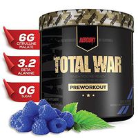 Redcon1 Total War - Pre Workout, 30 Servings, Boost Energy, Increase Endurance and Focus, Beta-Alanine, Caffeine (Blue Raspberry)