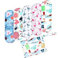 Wegreeco Bamboo Reusable Sanitary Pads (New Pattern) - Cloth Sanitary Pads | Light Incontinence Pads | Reusable Menstrual Pads - 5 Pack Pads, 1 Cloth Mini Wet Bag Bonus (Small, Dynamic)