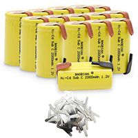 BAOBIAN 15 Pcs SubC Sub C 2000mAh 1.2V Ni-CD Rechargeable Battery Cell with Tabs for Power Tools Solder Tabs