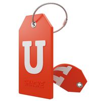 Initial Luggage Tag with Full Privacy Cover and Stainless Steel Loop - (Letter U)