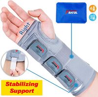 Wrist Brace for Carpal Tunnel, Adjustable Arm Compression Hand Support with Splints & Ice Pack Wrap, Right Hand, Medium/Large, Wrist Support Brace for Tendinitis,Injuries, Wrist Pain, Sprain, Sports