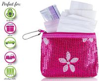 Menstruation Kit - First Period Kit To-go! (Period Starter Kit with Organic & Biodegradable Pads) (Pink)