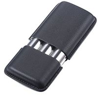 Visol Vincent Black Leather & Stainless Steel Cigar Case