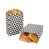 Vogue White Paper Large Shopping Bag - Black Geo Print - 16" x 9 3/4" x 17 1/4" - 100 count box - Restaurantware