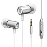 Earbuds with Microphone, Pocciol 3.5mm In Ear Stereo Headphone with Mic Music Stereo Ear buds (Silver)