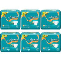 Assurance Ultimate Absorbency Stretch Briefs with Tabs, S/M, 20 Count, Pack of 6