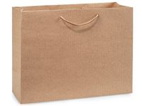 Pack Of 100, Vogue 16 X 6 X 12" Brown Kraft Pinstripe Paper Gift Bags W/Varnish Stripe & Cotton Cord Handles