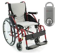 Karman S-Ergo 115 Ultra Lightweight Ergonomic Wheelchair | Seat Size 18" X 17" | Swing Away Footrest | Fixed Wheels in Red & Free 130 dB Silver Safety Alarm!!