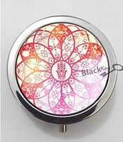 BlackKey Hamsa Hand with Evil Eye Design 3-Compartment Decorative Pocket Gift Box Case Organizer for Pill, Color 1 -580