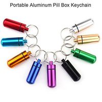 NDHT 9 Pcs Colorful Waterproof Aluminum Pill Box Outdoor Camping Traveling Pill Box Case Bottle Storage Drug Holder Container Keychain Key Ring