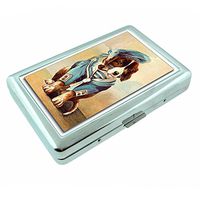 Perfection In Style Metal Silver Cigarette Case Vintage Dog Design 022