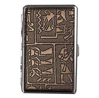 Men Business Gift Cigarette Storage Holder Cigarette Case Slim Leather Metal Storage Box for 20 Long Thin Cigarettes(Egypt)