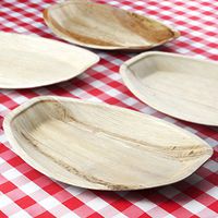 Tableclothsfactory 40 Pcs Natural 14.8" Concave Oval Eco-Friendly Palm Leaf Disposable Plates - Chambury Casa