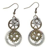 Meolin Fishhook Earrings Antique-Bronze-Tone Gear Earrings