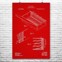 Patent Earth Cigar Box Humidor Poster Print, Aficionado, Smoker Gifts, Tobacco Accessories, Smoke Shop, Smoking Room, Cubans Cigars Red Fabric (16" x 20")