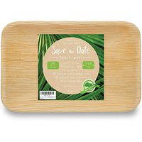 [25 Pcs] 9"x6" Rectangle Disposable Dinner Set Party Appetizer Bamboo Areca Palm Leaf Plates Compostable Biodegradable Heavy Duty Alternative To Paper Wood or Plastic Eco for BBQ Wedding Event Home