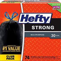 Hefty Strong Multipurpose Garbage Bags - 30 Gallon, 74 Count (Pack of 2)