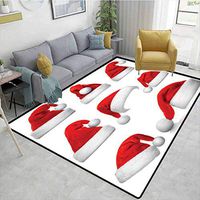 Christmas Sports Runner Rugs, Set of Classical Santa Claus Hats Xmas New Year Celebration Tradition Party Theme, Durable Rugs - Living, Dinning, Office, Rooms & Bedrrom, Hallway Carpet(5'x 8')