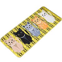 TbpersicwT Home bedroom carpet door mat, Floor Mat Animal Cat Printed Bathroom Kitchen Carpet Doormat Room Anti-Slip Rug - Yellow 50x120cm