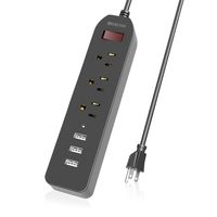 Power Strip Surge Protector 3 AC Outlets with 3 USB Ports (5V/2.4Ax3), HITRENDS Plug Strip with USB Charger, Electrical Strip for Home & Office, 5ft Extension Cord, Black