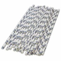 IMAXXF 25 Pcs Biodegradable Disposable Environmental Protection Party Paper Straws Popular Family Kids Birthday Party Wedding Layout Decoration Supplies Animal Patterns Straws (Elephant)