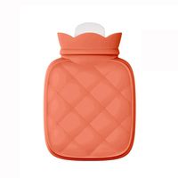 Hot Water Bottle, Cute Hot Water Bag, Microwave Heating Bottle with Environmental Silicon, Hot & Cold Therapy, Great for Menstrual Pain Relief for Women, Kids and Gifts,Orange,Short