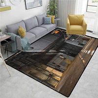 Industrial Animals Area Rug Office, Dark Industrial Interior of an Old Building Place of Manufacturing Hangar Print, Durable Carpet Area rug - Living Dinning Room Bedroom Rugs and Carpets(8'x 10')