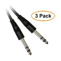 ACL 10 Feet Audio Cable (1/4 Inch Stereo Male to 1/4 Inch Stereo Male), PVC Jacket, Black, 3 Pack